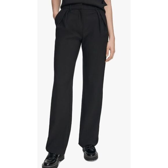 Calvin Klein Women's High-Rise Wide-Leg Pants Black 6 - Picture 1 of 11